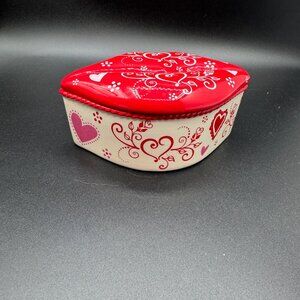 New Temptations Figural LIPS Trinket Box White red hearts